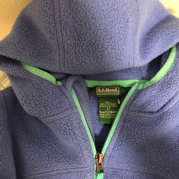 SOLD! LL Bean Blue Fleece Hoodie Jacket - Picture 3 of 9